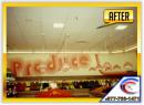 Ceiling Cleaning and Restoration After our Process used to restore this 25 year old ceiling in this Supermarket