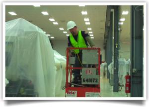 Our High Reach technicians can handle your high to reach acoustical ceiling and open structures
