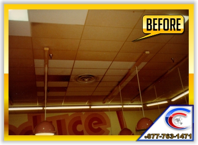 Acoustical Ceiling Restoration in a Supermarket - this is the Before picture.