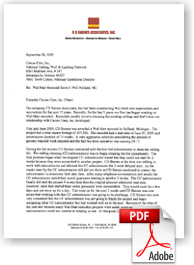 CD Barnes & Associates Letter of Testimony for Cleaning and Restoring acoustical ceilings at Walmart Stores.